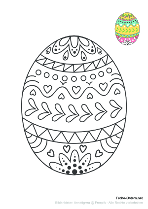 Ein buntes Osterei (free printable coloring page)