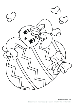 Osterhase auf einem großen Osterei (free printable coloring page)