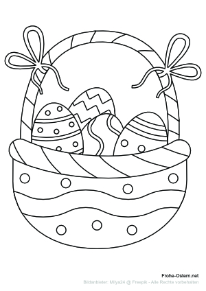 Ostereikorb mit bunten Schleifen (free printable coloring page)