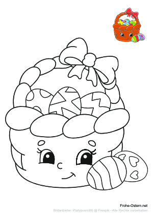 Bunter und lustiger Osterkorb (free printable coloring page)