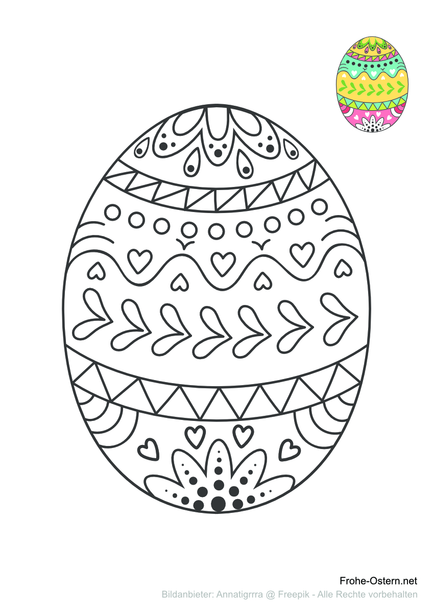 Ein buntes Osterei (free printable coloring page)