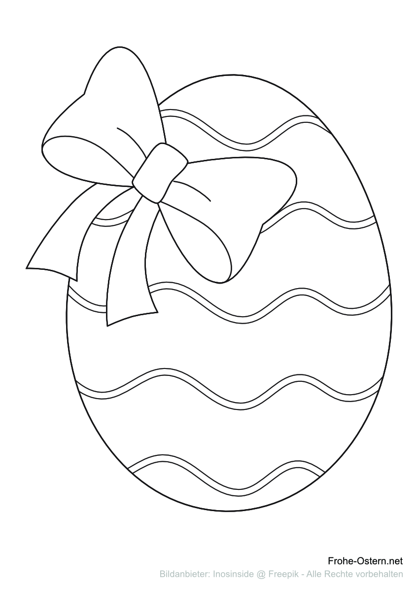 Osterei mit einem Bogen (free printable coloring page)