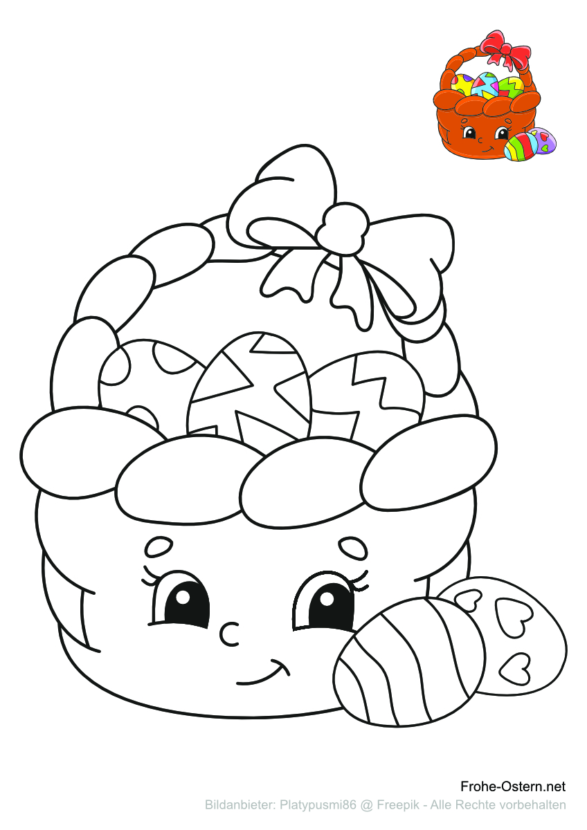 Bunter und lustiger Osterkorb (free printable coloring page)